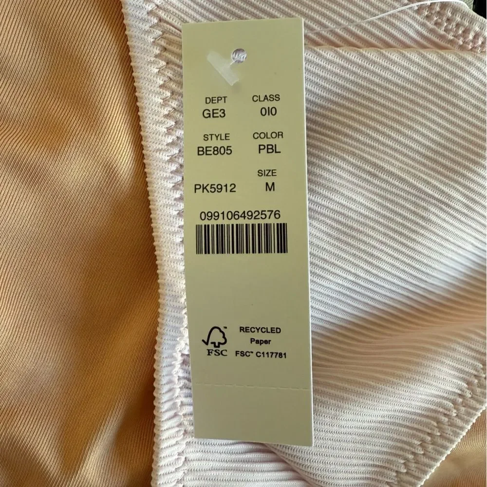 NWT J. Crew Ribbed Curved-waist Cheeky String Bikini Bottom Pale Blossom Pink M